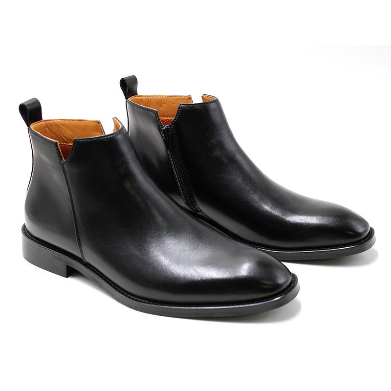 Men's British Style Casual Leather Side Zipper Martin Boots - iztia