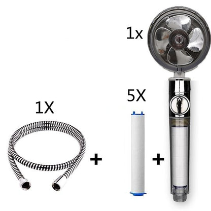 Propeller Driven Shower Head With Stop Button And Cotton Filter Turbocharged High Pressure Handheld Shower Nozzle - iztia