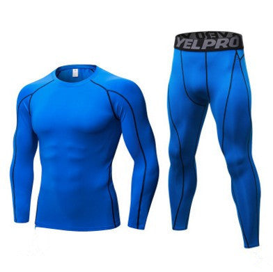 Men's Fitness Running Compression Training Suit Tights Long-sleeved Shirt Pants Leggings Sports Suit Fitness Sportswear - iztia