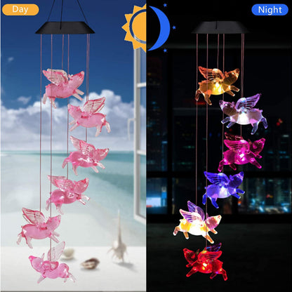 Outdoor Solar Wind Chime Lamp Hummingbird Butterfly Ball Wind Chime Garden Decoration - iztia