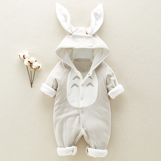 The new cotton padded cotton baby romper thickened chinchilla hooded cotton baby Onesies newborn go climbing clothes - iztia