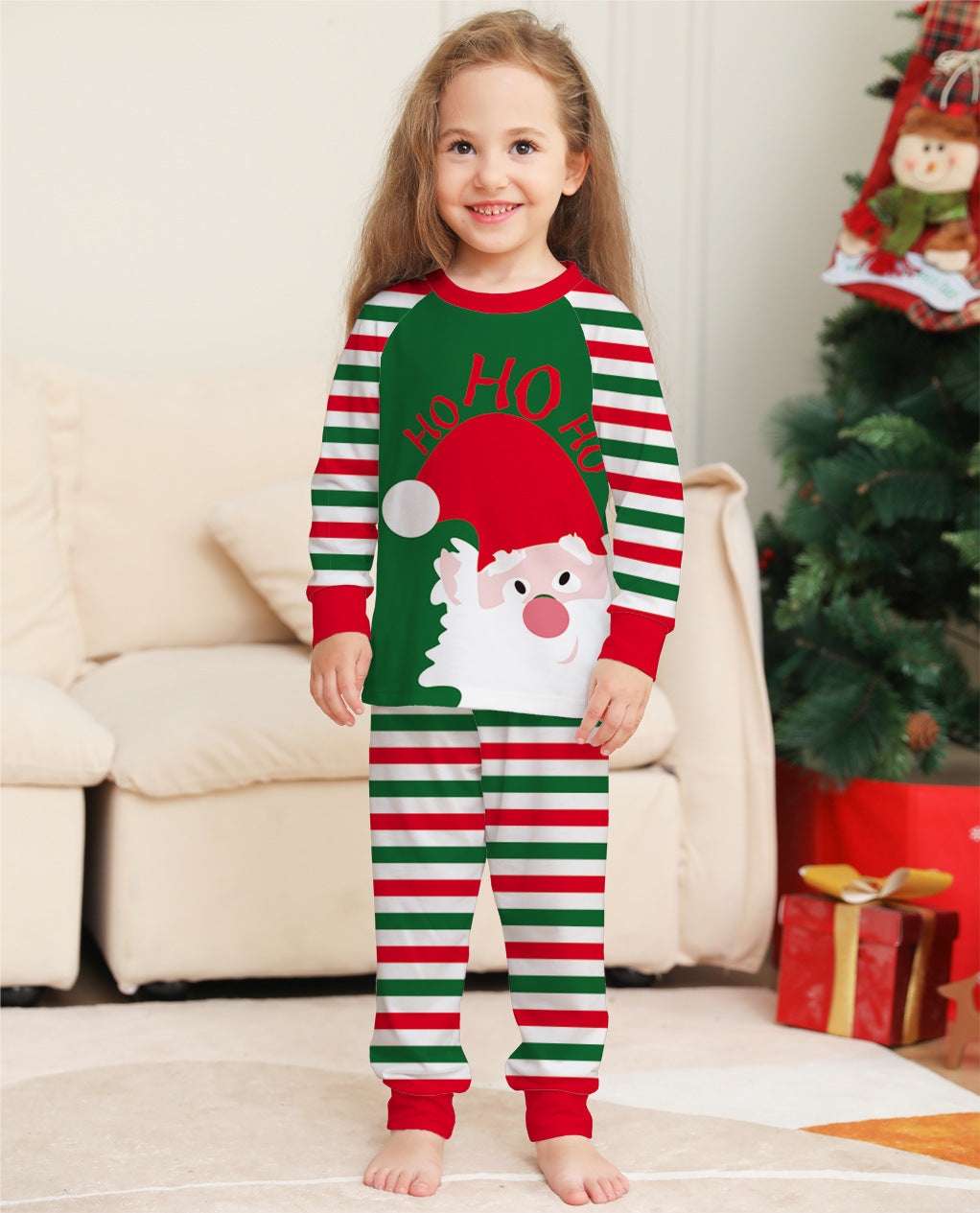 Family Christmas Pajamas Matching Sets Red Stripe Xmas Holiday Sleepwear Jammies Long Sleeve PJs Outfits - iztia