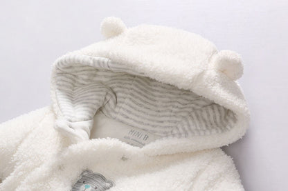 Baby clothes lamb winter cotton padded clothes baby newborn baby skin thickening climb Siamese clothes cotton - iztia