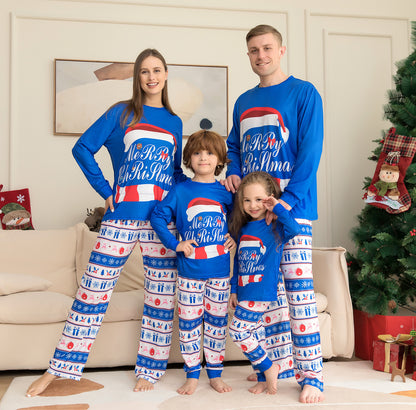 Matching Family Pajamas Sets Christmas PJ's Letter Print Top And Plaid Pants Jammies Sleepwear - iztia