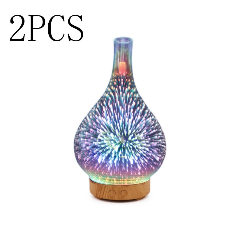 3D Glass Aroma Diffuser Colorful Lamp Humidifier Night Light - iztia