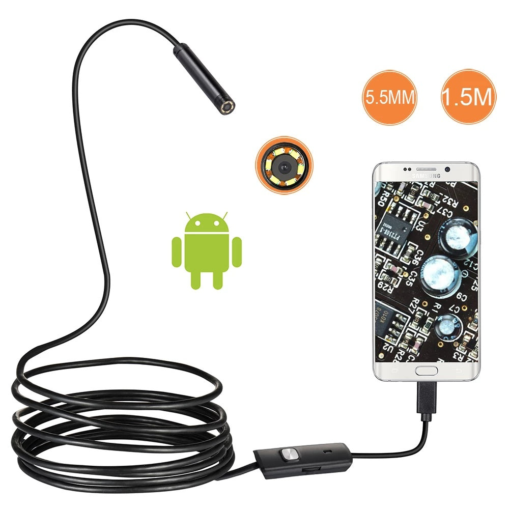 Lens Endoscope HD 480P USB OTG Snake Endoscope Waterproof Inspection Pipe Camera - iztia