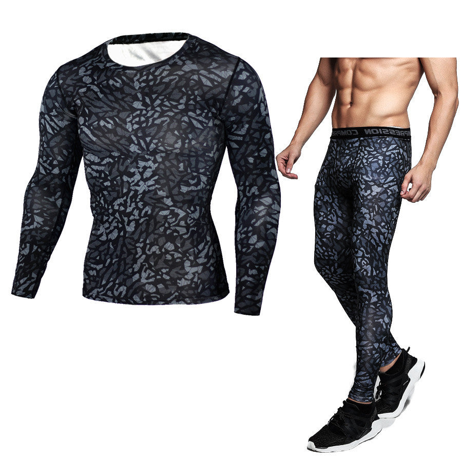 Camouflage Compression Baselayer Set Sports Compression Set Long Sleeve T-Shirt Tights Exercise Clothes Workout Bodysuit Fitness Suits For Men - iztia