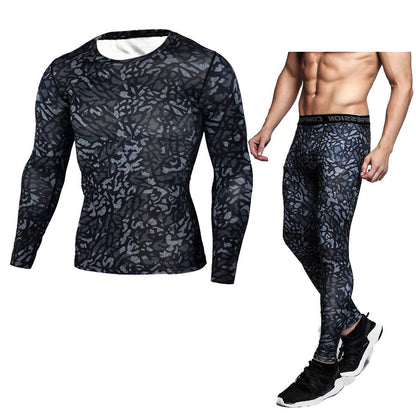 Camouflage Compression Baselayer Set Sports Compression Set Long Sleeve T-Shirt Tights Exercise Clothes Workout Bodysuit Fitness Suits For Men - iztia