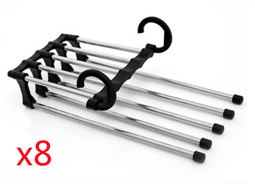 5 In 1 Wardrobe Hanger Multi-functional Clothes Hangers Pants Stainless Steel Magic Wardrobe Clothing Hangers For Clothes Rack - iztia