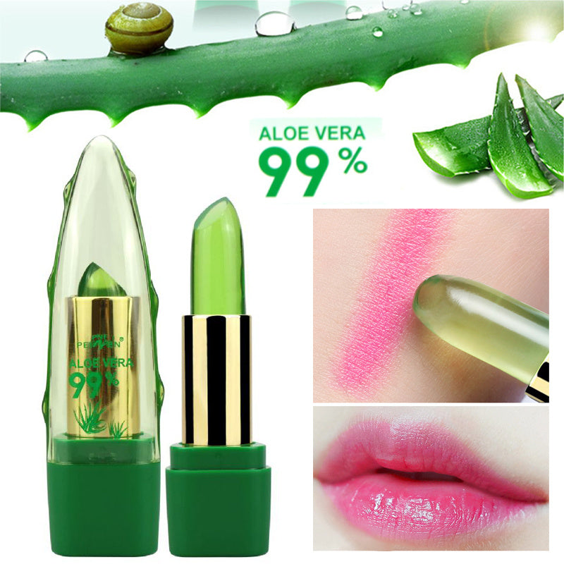 Aloe Vera Gel Color Changing Lipstick Gloss  Moisturizer Anti-drying Desalination Fine-grain Lip Blam Care - iztia