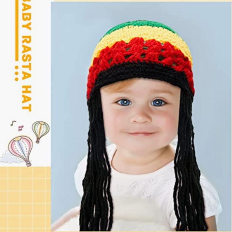 Halloween Jamaica Reggae Children Woolen Cap Handmade Knitted Rainbow Striped Festival Funny Wear - iztia