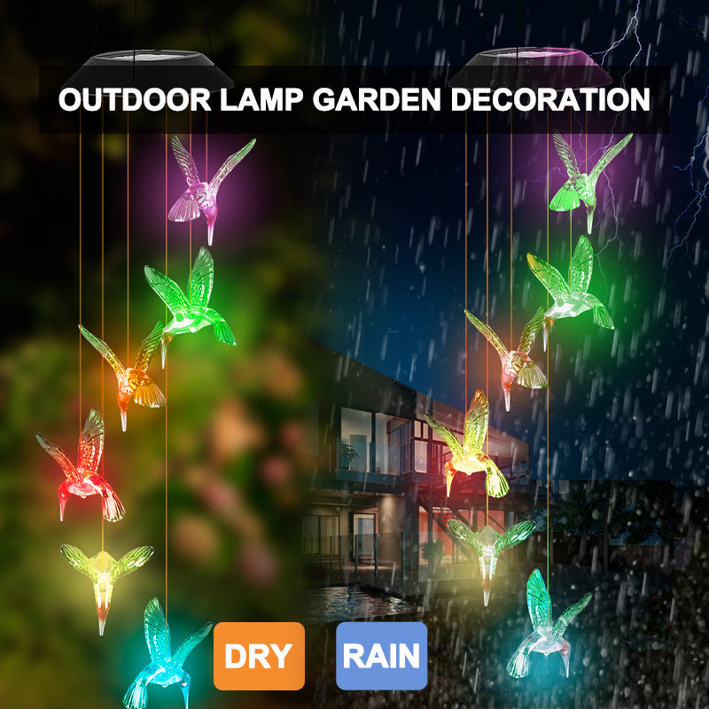 Outdoor Solar Wind Chime Lamp Hummingbird Butterfly Ball Wind Chime Garden Decoration - iztia