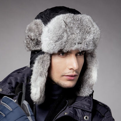 Men And Women Rabbit Fur Hat Couple Fur Skiing - iztia