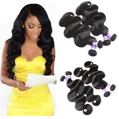 Silky Brazilian Virgin Body Wave Hair - 100% Unprocessed Human Hair Extension Weave - Natural Black Color - 100g Bundle - iztia