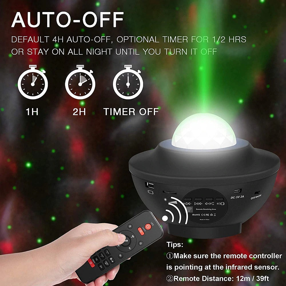 USB LED Star Night Light Music Starry Water Wave LED Projector Light Bluetooth Projector Sound-Activated Projector Light Decor - iztia