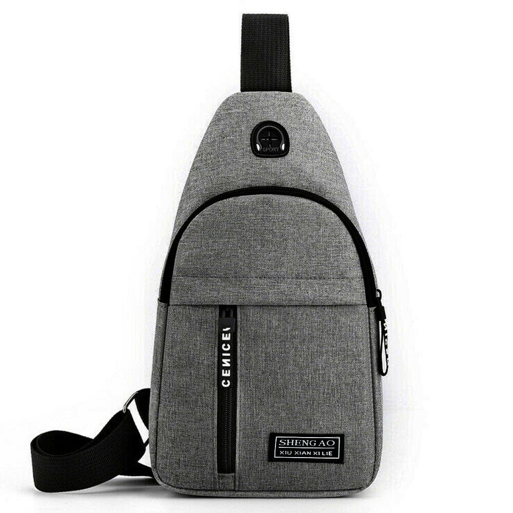 Mens Sling Bag Cross Body Handbag Chest Bag Shoulder Pack Sports Travel Backpack Gray - iztia