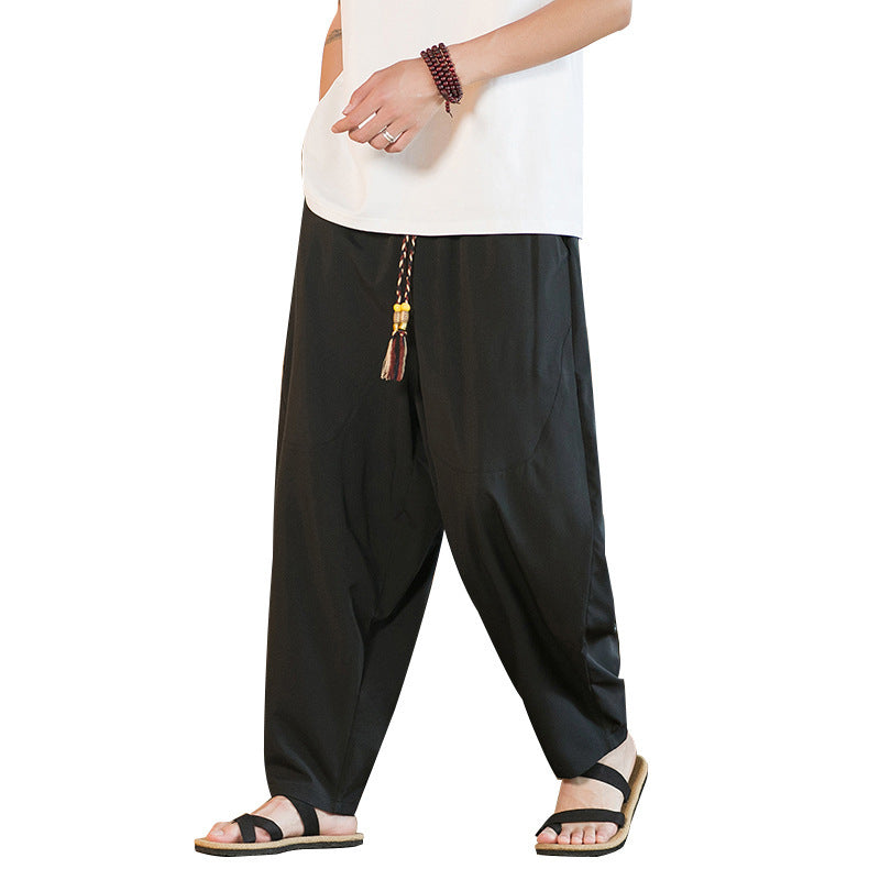 New Chinese Style Men's Yamamoto Yaosi Ice Silk Drape Profile Harem Pants Men - iztia