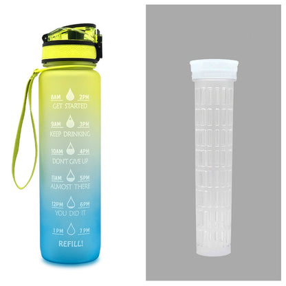 1L Tritan Water Bottle With Time Marker Bounce Cover Motivational Water Bottle Cycling Leakproof Cup For Sports Fitness Bottles - iztia