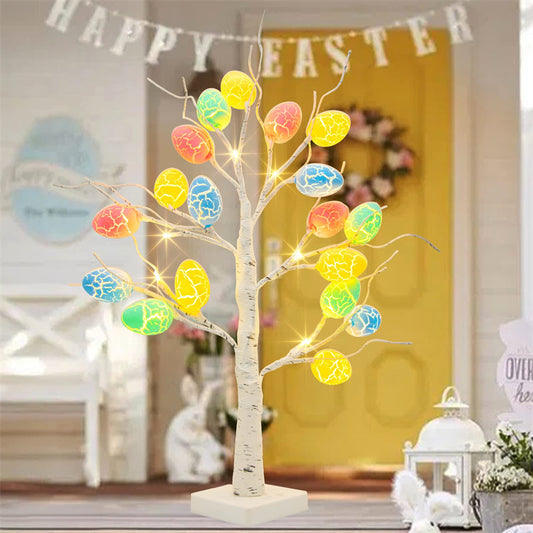 Easter Decoration 60cm Birch Tree Home Easter Egg LED Light Gift Spring Party Tabletop Ornaments Light Easter Party Kids Gifts - iztia