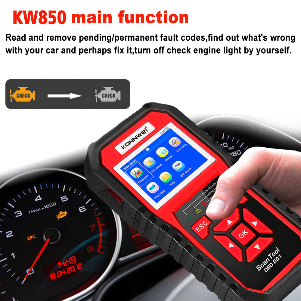 KW850 OBD2 CAN BUS Code Reader: Car Engine Fault Detector & Scanner - iztia