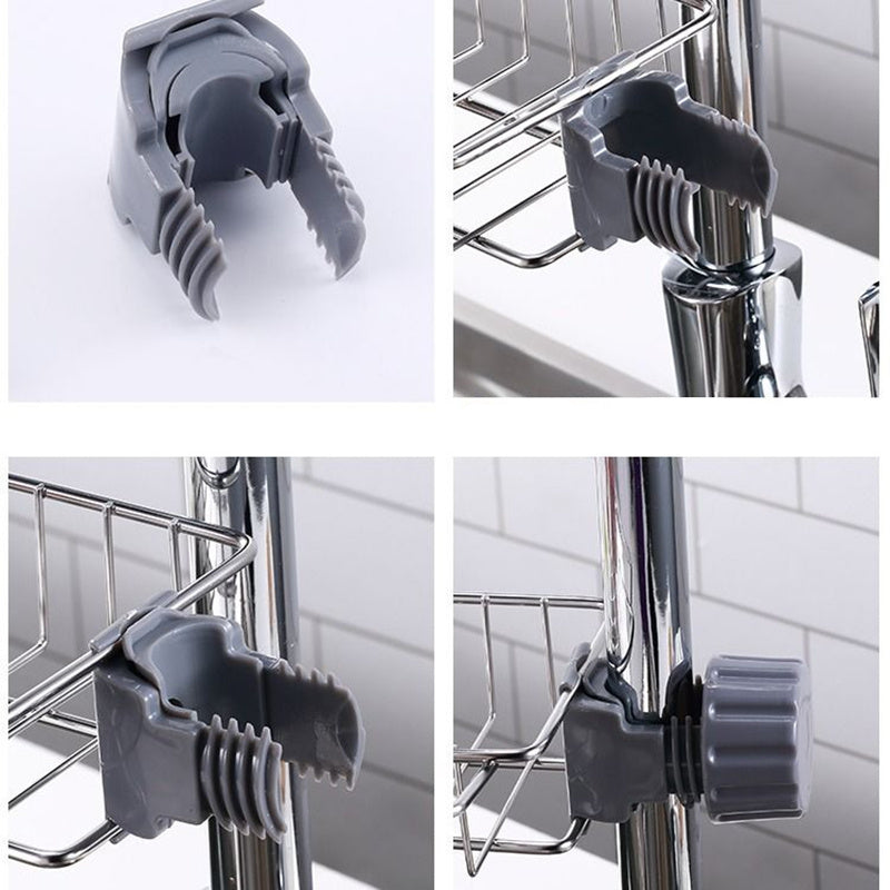 Adjustable Sink Drain Rack Sponge Storage Faucet Holder Soap Drainer Shelf Basket Organizer Kitchen Bathroom Accessories - iztia