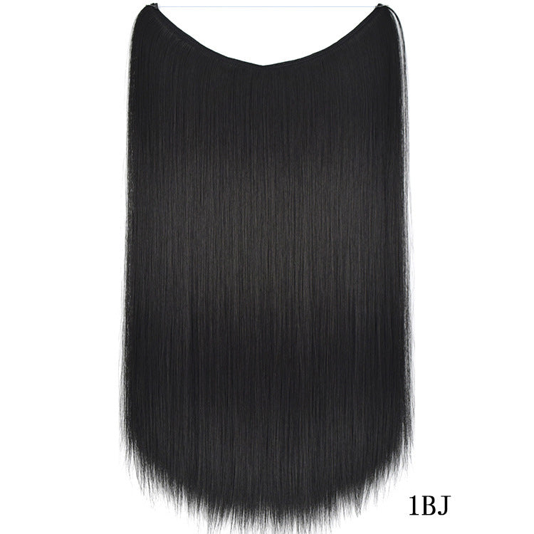 22 inches Invisible Wire No Clips in Hair Extensions Secret Fish Line Hairpieces Silky Straight Synthetic - iztia