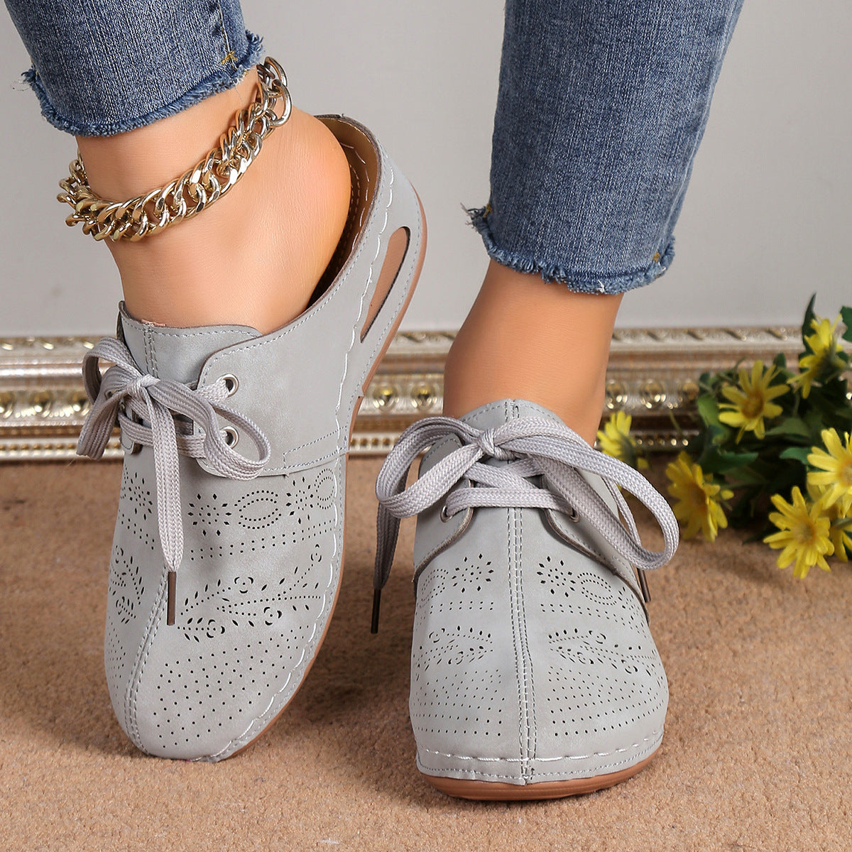 Summer Baotou Lace-up Slippers Outdoor Hollow Out Wedges Slippers For Women Sports Shoes - iztia