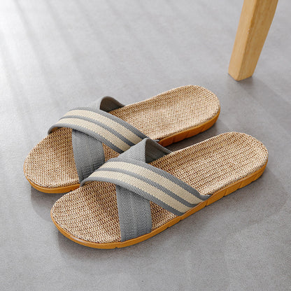 Linen Slippers Couple Indoor Platform Non-slip Non-stinky Feet - iztia