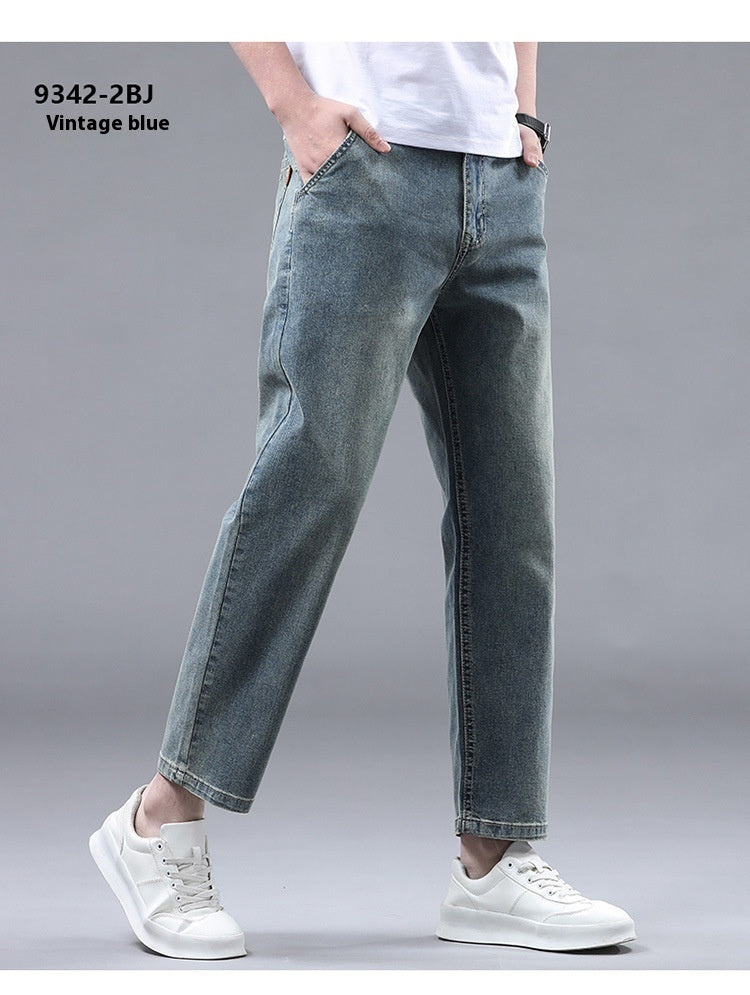 Men's Slim Fit Cropped Casual Light-colored Jeans - iztia