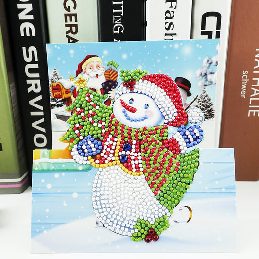 Christmas DIY Diamond Painting Greeting Cards 5D Cartoon Birthday Postcards Kids Festival Embroidery Greet Cards Gifts - iztia