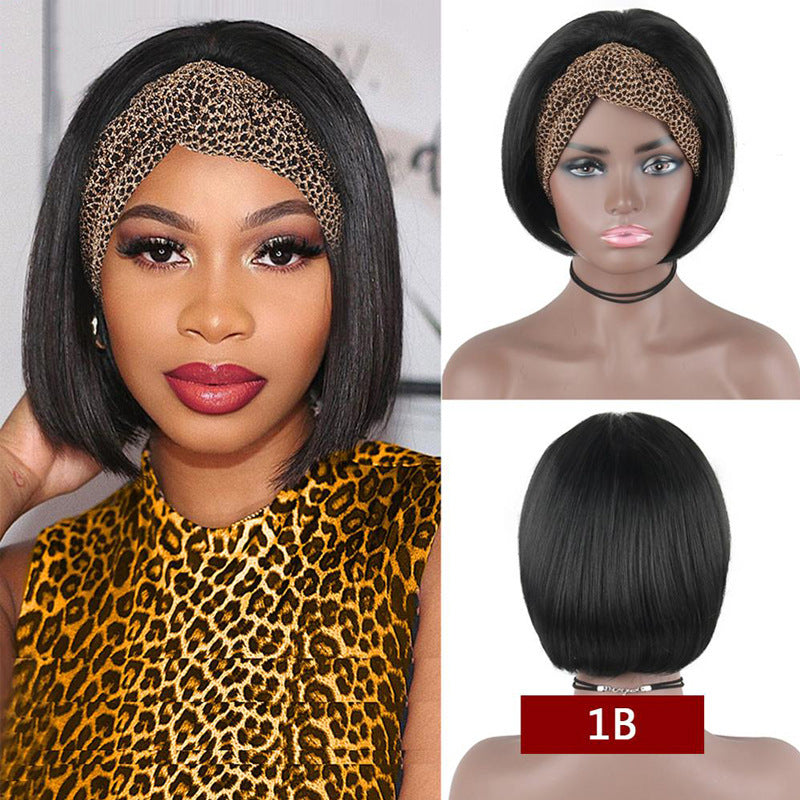 Headband Wig Human Hair Straight Bob Wigs - iztia