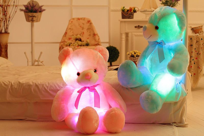 Creative Light Up LED Teddy Bear Stuffed Animals Plush Toy Colorful Glowing Christmas Gift For Kids Pillow - iztia