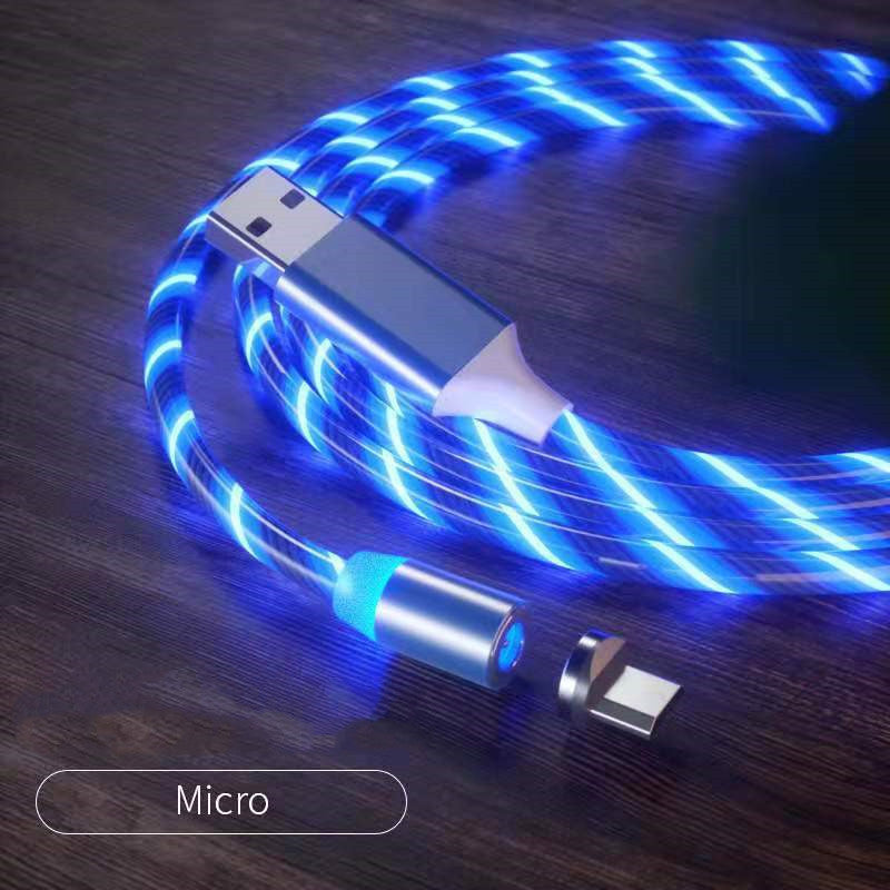 Magnetic Charging Cable Streamer Fast Charging Cable Lighting Micro USB Cable LED Magnet Charger Type-C Cable - iztia