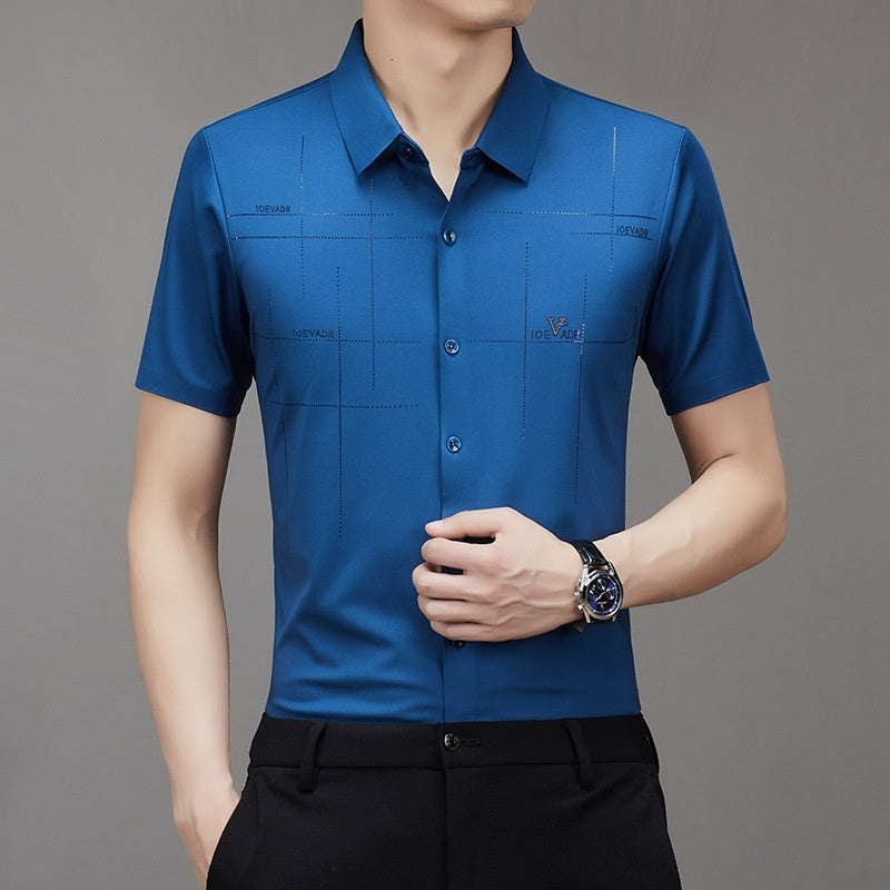 Summer New Men's Short-sleeved Shirt Seamless Business Shirt - iztia