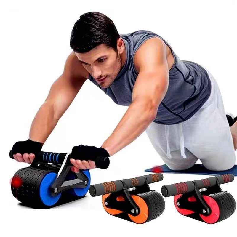 Double Wheel Abdominal Exerciser Women Men Automatic Rebound Ab Wheel Roller Waist Trainer Gym Sports Home Exercise Devices - iztia