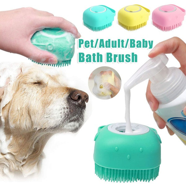 Silicone Dog Bath Massage Gloves Brush Pet Cat Bathroom Cleaning Tool Comb Brush For Dog Can Pour Shampoo Dog Grooming Supplies - iztia