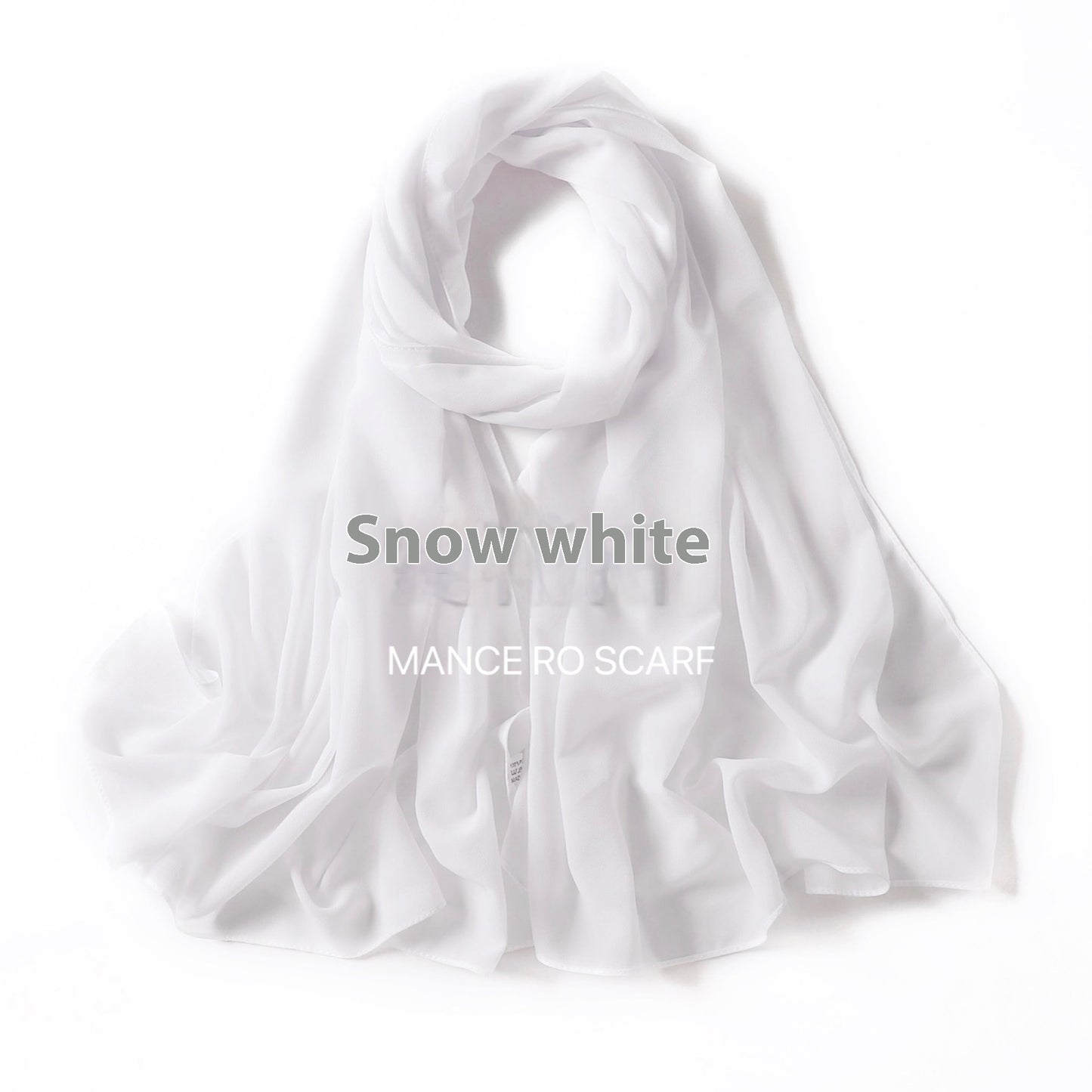 Pure Color Pearl Chiffon Scarf Headcloth Veil Chiffon Scarf - iztia