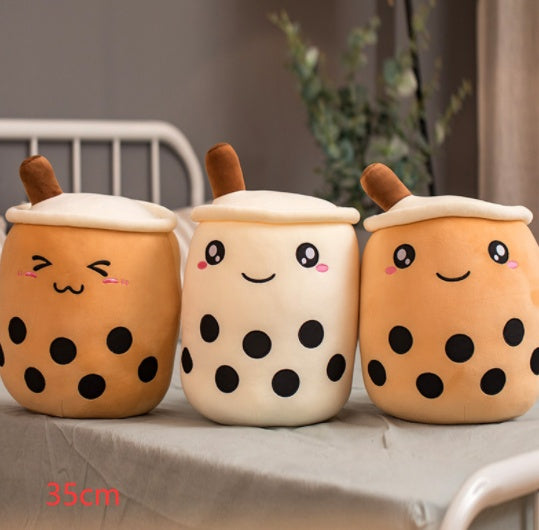 Cute Fruit Drink Plush Stuffed Soft Strawberry Milk Tea Plush Boba Tea Cup Toy Bubble Tea Pillow Cushion Kids Gift - iztia