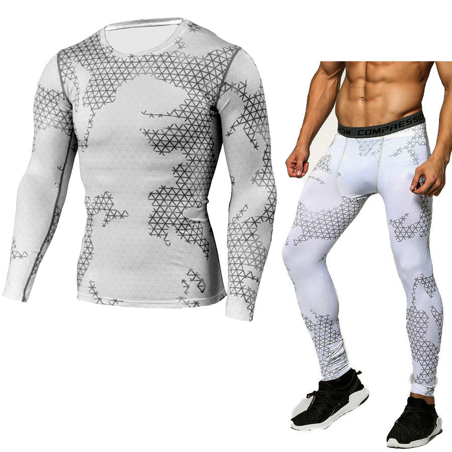 Camouflage Compression Baselayer Set Sports Compression Set Long Sleeve T-Shirt Tights Exercise Clothes Workout Bodysuit Fitness Suits For Men - iztia