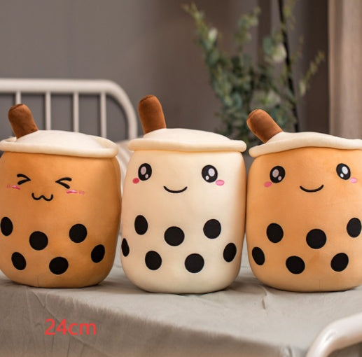 Cute Fruit Drink Plush Stuffed Soft Strawberry Milk Tea Plush Boba Tea Cup Toy Bubble Tea Pillow Cushion Kids Gift - iztia