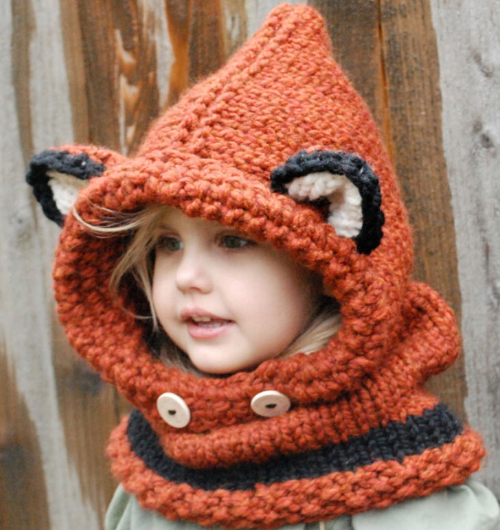 Children's wool knit hat hand-knitted warm earmuffs cape caps for men and women - iztia