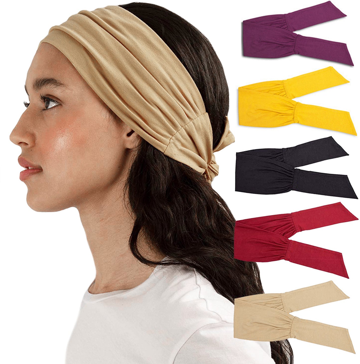 Knotted Hair Band Yoga Hair Band Sports Head Band Elastic Broad Band Bandana - iztia