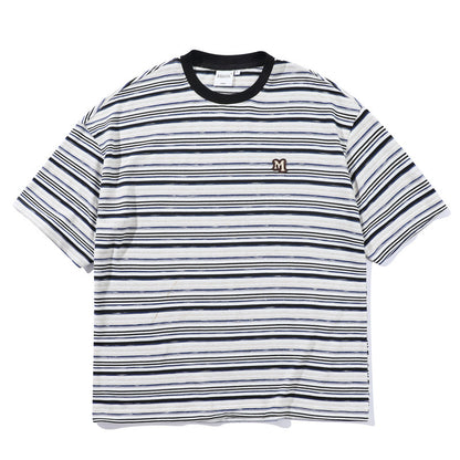 Men's Striped Loose Artistic Youth Fresh T-shirt - iztia