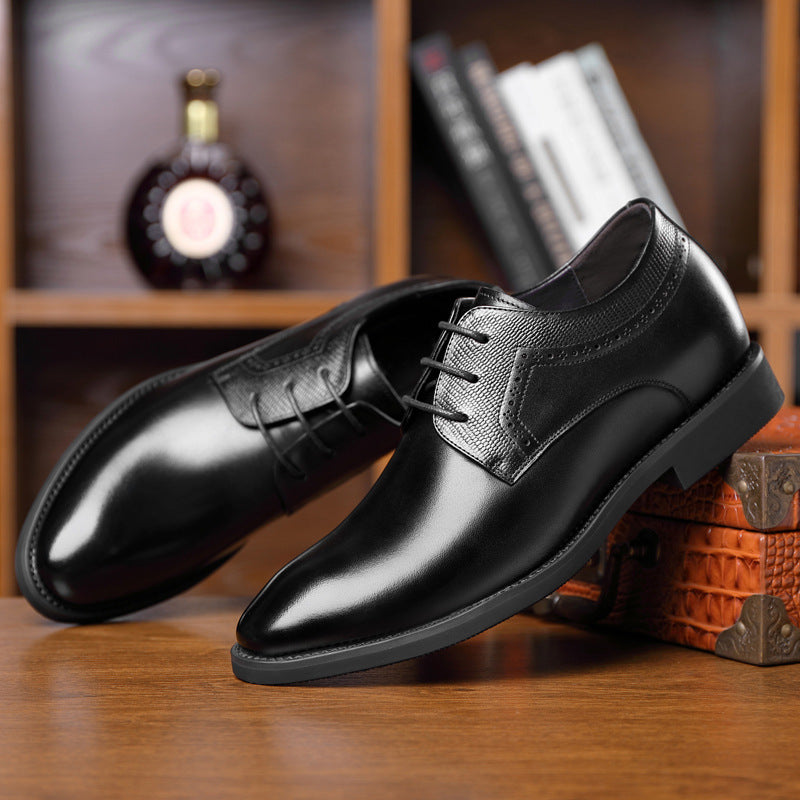 Business Formal Wear Leather Shoes Men's Pointed Casual Shoes - iztia