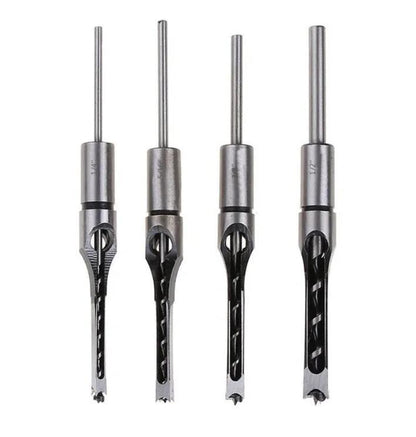 Square Hole Saws Auger Drill Bit Cut Mortising Chisel Woodworking Tool Set - iztia