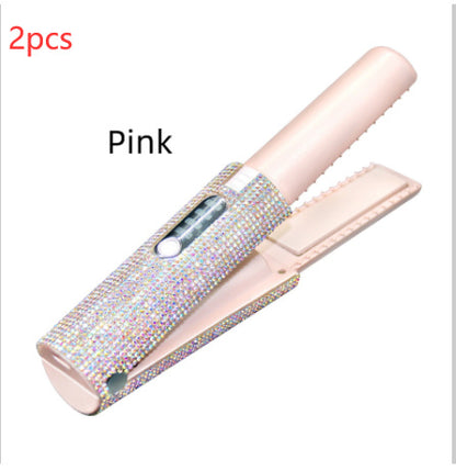 2-In-1 Electric USB Hair Straightening Brush Straightener Brush Multifunctional Comb Straightening Styler Hair Curler - iztia