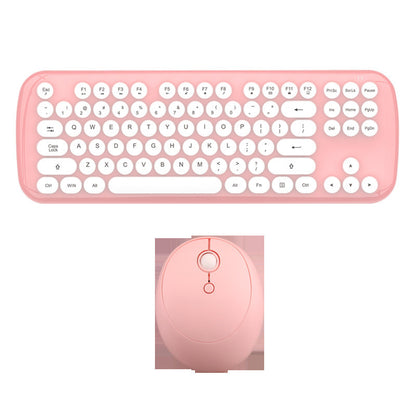 Wireless Keyboard And Mouse Set Girls Color Retro - iztia