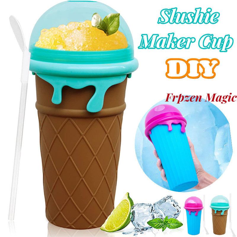 500ml Large Capacity Slushy Cup Summer Squeeze Homemade Juice Water Bottle Quick-Frozen Smoothie Sand Cup Pinch Fast Cooling Magic Ice Cream Slushy Maker Beker Kitchen Gadgets - iztia