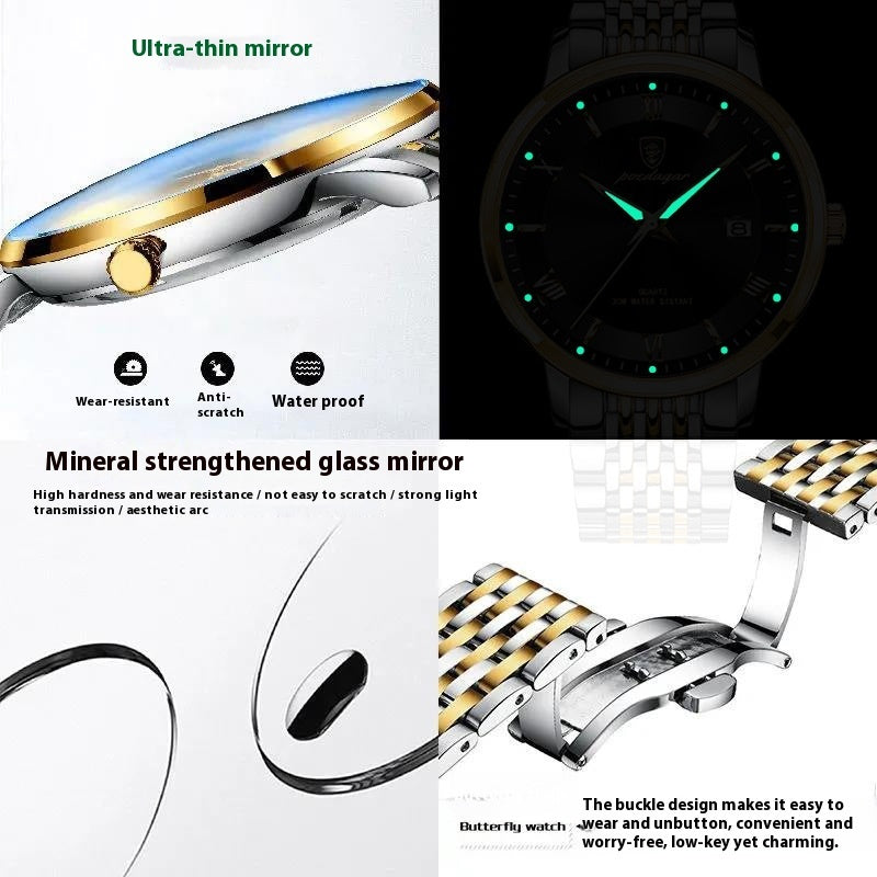 Men's Watch Waterproof Luminous Calendar Quartz Watch - iztia