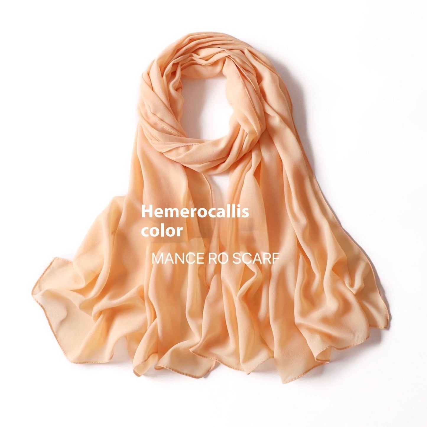 Pure Color Pearl Chiffon Scarf Headcloth Veil Chiffon Scarf - iztia